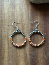 Load image into Gallery viewer, Sterling Silver Orange Spiny Oyster Pearls Bead Hoop Earrings. Gift 2.25 Inch