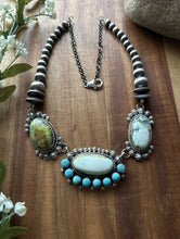 Load image into Gallery viewer, Navajo Sterling Silver Palomino Turquoise Chain Lariat Necklace K Yazzie