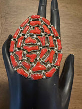 Load image into Gallery viewer, Navajo sterling silver red coral  adjustable ring