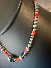 Load image into Gallery viewer, Sterling silver orange spiny oyster necklace 18inch