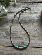 Load image into Gallery viewer, Blue Turquoise 4mm Sterling Silver Pearls Choker Bead Necklace. 16 Inch. Gift