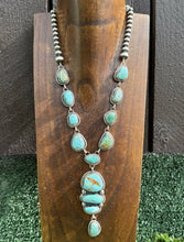 Load image into Gallery viewer, Navajo Sterling Silver Royston Turquoise Chain Lariat Bead Necklace K Yazzie