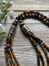Load image into Gallery viewer, Tommy Rosita Singer T R Sterling Silver Multi Strand Tigers Eye Bead Necklace 28