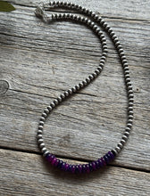 Load image into Gallery viewer, Dyed Sugilite 4mm Sterling Silver Pearls Choker Bead Necklace. 16 Inch. Gift