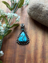Load image into Gallery viewer, Navajo Sterling Silver Kingman Spiderweb Turquoise Pendant H Piasso