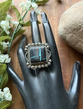 Load image into Gallery viewer, Navajo Sterling Silver Black Jack Turquoise Adjustable Ring Etta Enditto Gift