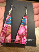 Load image into Gallery viewer, Navajo sterling silver turquoise slab earrings
