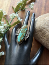 Load image into Gallery viewer, Native American Sterling Silver Blue Turquoise Ring Size 9 CL