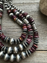 Load image into Gallery viewer, Purple Spiny Oyster Sterling Silver Multi Strand Pearls Layered Bead Necklace