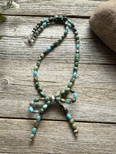 Load image into Gallery viewer, Bow Blue Green Turquoise Sterling Silver Pearls Bead Necklace. 18 Inch. Gift