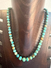 Load image into Gallery viewer, Sterling silver turquoise round bead necklace 18 inch