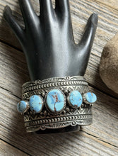 Load image into Gallery viewer, Navajo Sterling Silver Golden Hill Turquoise Cuff Bracelet H Piasso