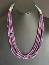 Load image into Gallery viewer, Sterling Silver Multi Strand Stone Purple Pearls Bead Necklace. 26 inch