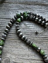 Load image into Gallery viewer, Sterling Silver Pearls Sonoran Gold Turquoise Nuggets Corrugated Bead Necklace
