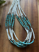 Load image into Gallery viewer, Sterling Silver Multi Strand MOP Mother Of Pearl Turquoise Bead Necklace 24 inch