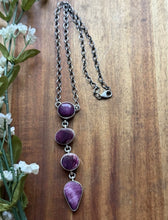Load image into Gallery viewer, Navajo Sterling Silver Purple Spiny Oyster Lariat Chain Necklace C Shorty
