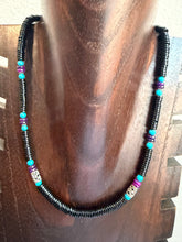 Load image into Gallery viewer, Sterling silver black onyx turquoise necklace 18 inch