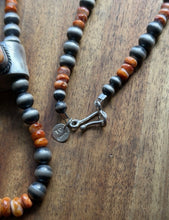 Load image into Gallery viewer, Native American Sterling Silver Spiny Oyster Pearls Jackla Bead Necklace