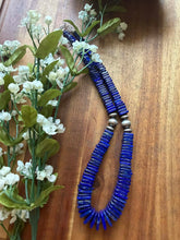 Load image into Gallery viewer, Sterling silver lapis graduated bead necklace 18 inch