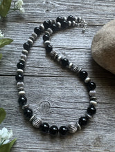 Load image into Gallery viewer, Southwestern Sterling Silver Black Onyx Bead Necklace. 18 Inch. Gift