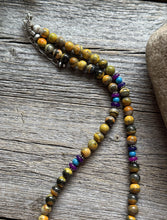 Load image into Gallery viewer, Bumblebee Jasper Multi Stone Color Sterling Silver Bead Necklace. 18 inch Gift