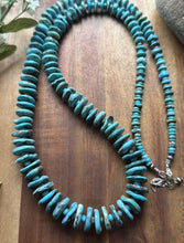 Load image into Gallery viewer, Long Sterling Silver Graduated Blue Turquoise Bead Necklace. 30 inch