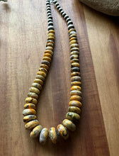 Load image into Gallery viewer, Sterling Silver Graduated Bumblebee Jasper Pearls Bead Necklace 18 inch