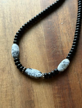Load image into Gallery viewer, Sterling Silver Black Onyx White Buffalo Turquoise Bead Necklace 18 Inch. Gift