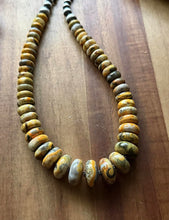 Load image into Gallery viewer, Sterling Silver Graduated Bumblebee Jasper Pearls Bead Necklace 18 inch