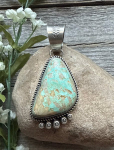 Navajo Sterling Silver Royston Turquoise Pendant. RY Gift