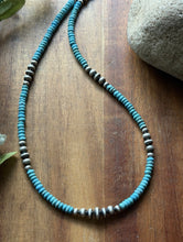 Load image into Gallery viewer, Southwestern Sterling Silver 4mm Blue Turquoise Pearls Bead Necklace 18 inch