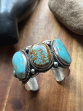 Load image into Gallery viewer, Navajo Sterling Silver Blue Number 8 Turquoise Cuff Bracelet RY