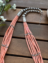 Load image into Gallery viewer, Sterling Silver Multi Strand Pink Coral W Pearls Bead Necklace 24 Inch