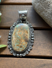 Load image into Gallery viewer, Navajo Sterling Silver Green Royston Turquoise Pendant. Etta E Gift
