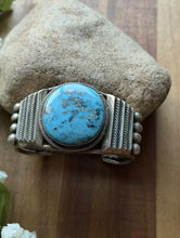 Load image into Gallery viewer, Navajo Native American Sterling Silver Blue Turquoise Cuff Bracelet Martinez