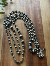 Load image into Gallery viewer, Sterling Silver Graduated 6mm to 12mm Pearls Rosary Bead Necklace. 60 Inch. Gift
