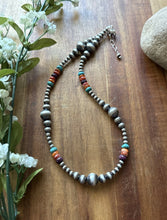Load image into Gallery viewer, Sterling Silver Multi Stone Pearls 4mm-10mm Choker Bead Necklace 18 inch