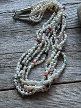 Load image into Gallery viewer, Vintage Pawn Native Sterling Silver Multi Stone Strand Freshwater Pearl Necklace