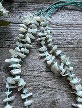 Load image into Gallery viewer, Vintage Native American Sterling Silver White Shell Turquoise Bead Necklace 26”