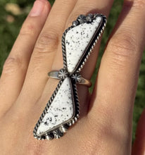 Load image into Gallery viewer, Navajo Sterling Silver White Buffalo Turquoise Adjustable Ring AM