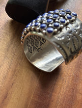 Load image into Gallery viewer, Native American Sterling Silver Lapis Cluster Cuff Bracelet H Happy Piasso