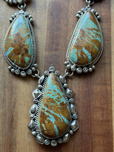 Load image into Gallery viewer, Navajo Sterling Silver Number 8 Turquoise Lariat Pearls Bead Chain Necklace KY