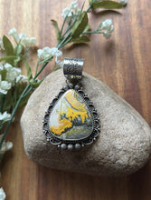 Load image into Gallery viewer, Native Navajo Sterling Silver Yellow Bumblebee Jasper Pendant Etta Enditto Gift