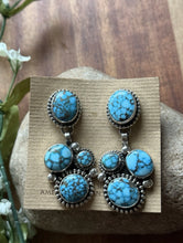 Load image into Gallery viewer, Native American Sterling Silver Kingman Spiderweb Turquoise Earrings Mary Ellen
