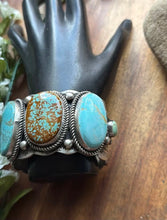 Load image into Gallery viewer, Navajo Sterling Silver Blue Number 8 Turquoise Cuff Bracelet RY