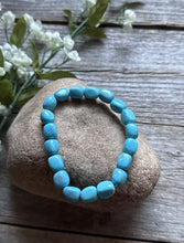 Load image into Gallery viewer, Blue Turquoise Nuggets 7 Inch Stretch Elastic Stretchy Bead Bracelet Gift