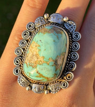 Load image into Gallery viewer, Navajo Sterling Silver Turquoise Adjustable Ring Etta Enditto Gift