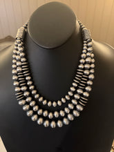 Load image into Gallery viewer, Sterling Silver Layered Multi Strand Pearls Bead Necklace 22 Inch “Navajo Style”