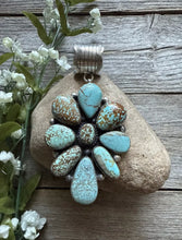 Load image into Gallery viewer, Navajo Sterling Silver Number 8 Turquoise Cluster Pendant. C Yazzie