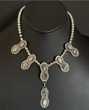 Load image into Gallery viewer, Native American Sterling Silver Shell Lariat Y Bead Necklace. B